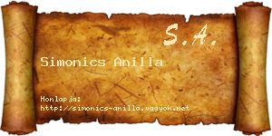 Simonics Anilla névjegykártya